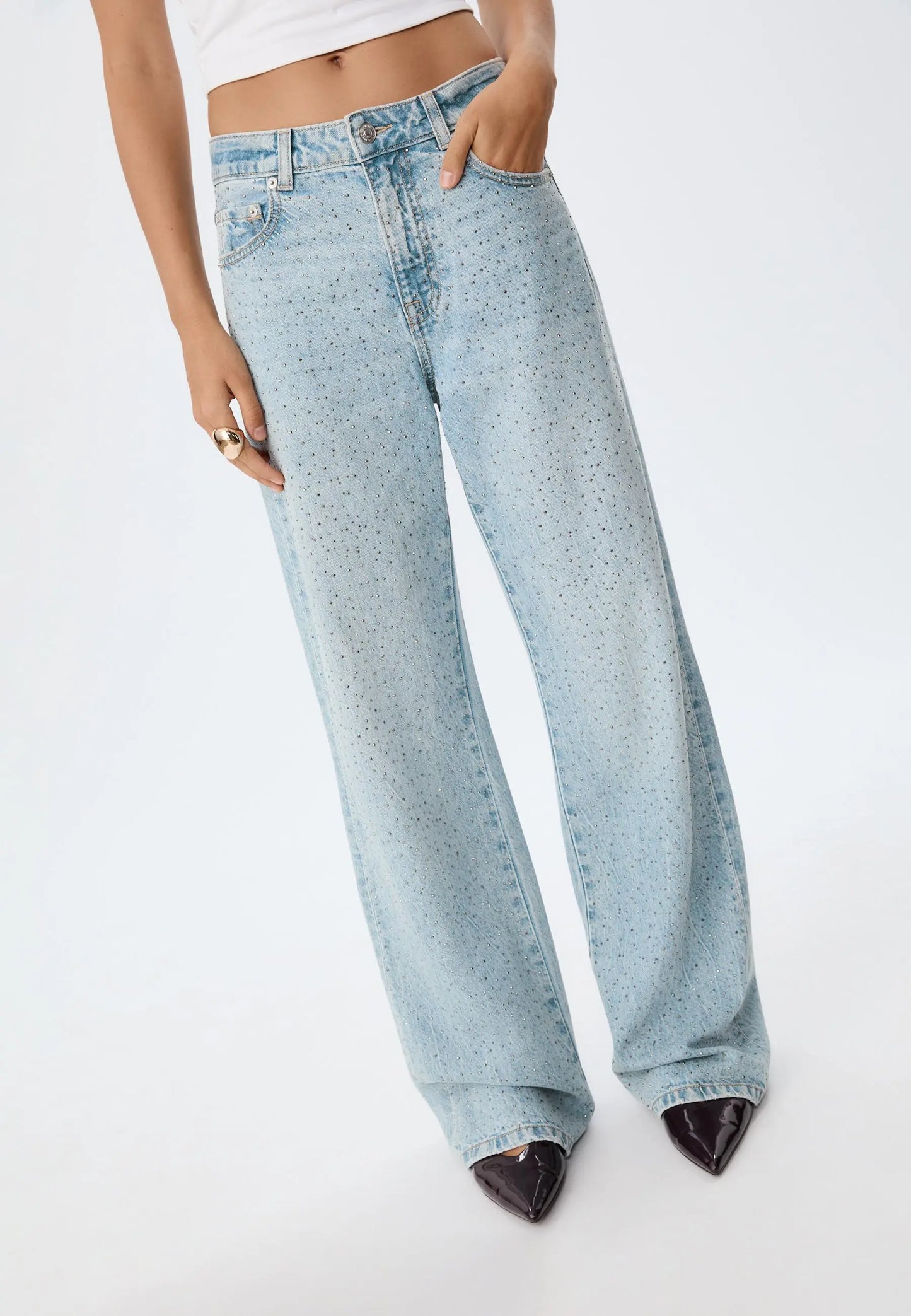 Straight-fit jeans with rhinestones Auréline