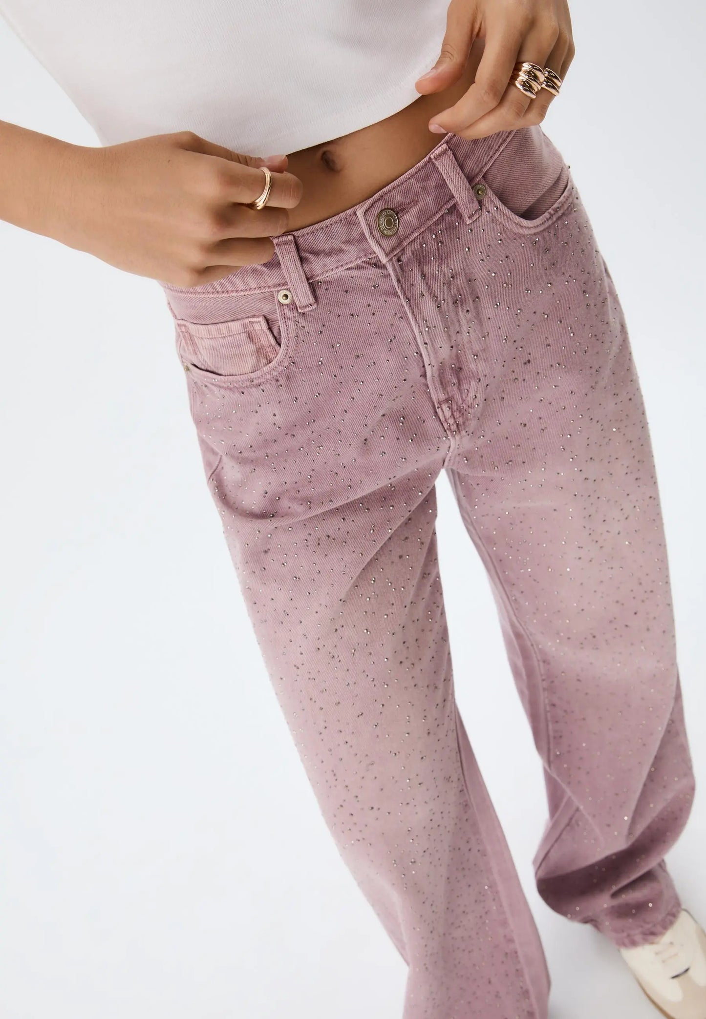 Straight-fit jeans with rhinestones Auréline