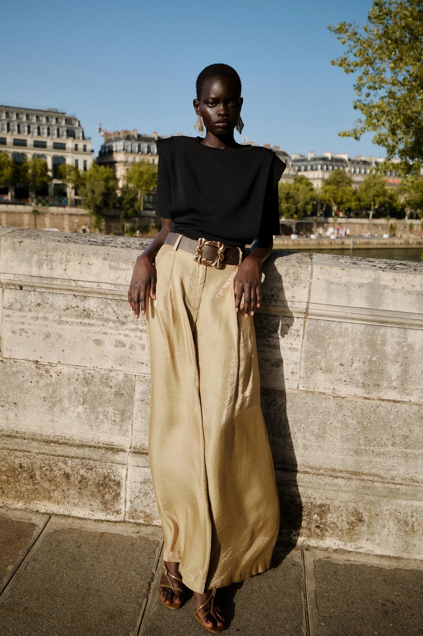 KNIT TOP WITH SHOULDER PADS TOP|BODYSUITS