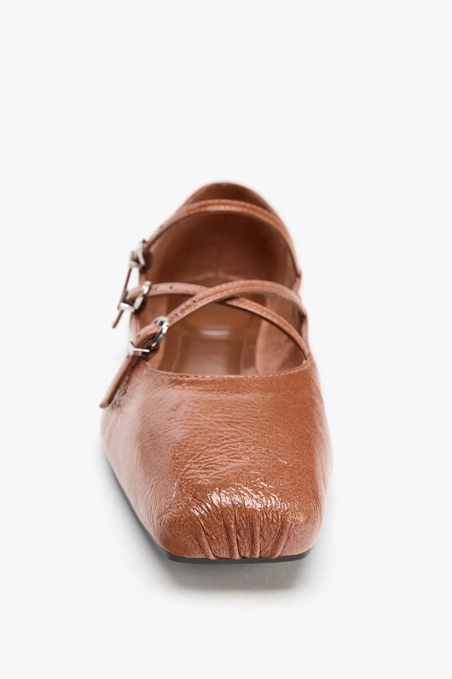SQUARE TOE LEATHER BALLERINA SHOES