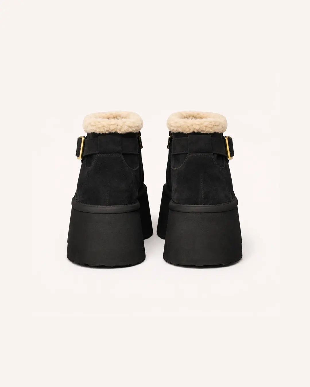 Suede Fur-Lined Platform Ankle Boots Peashe