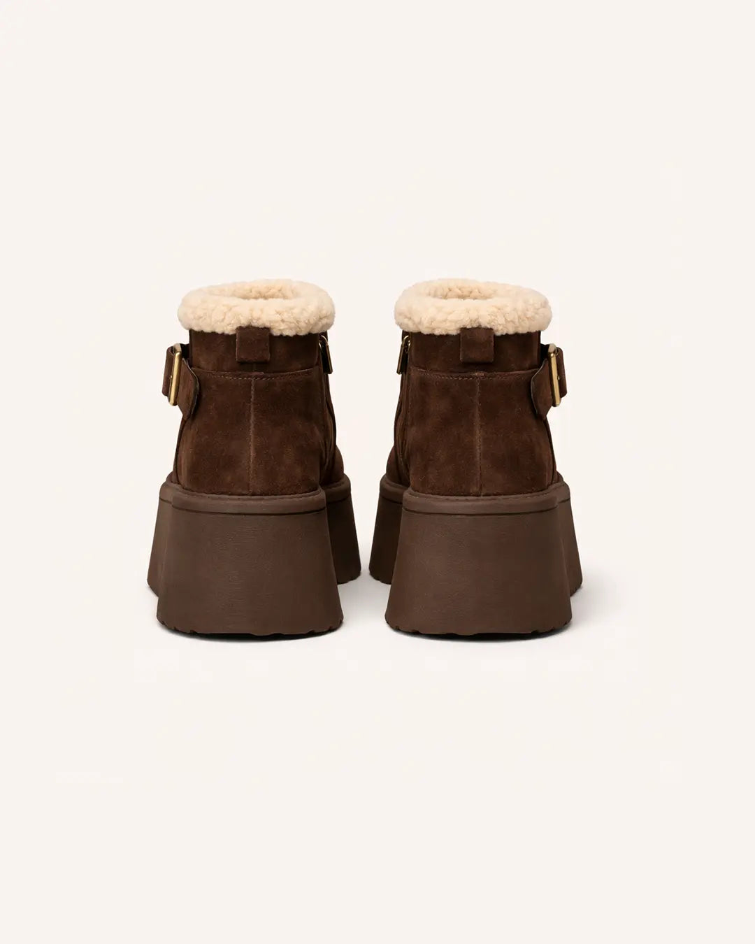 Suede Fur-Lined Platform Ankle Boots Peashe