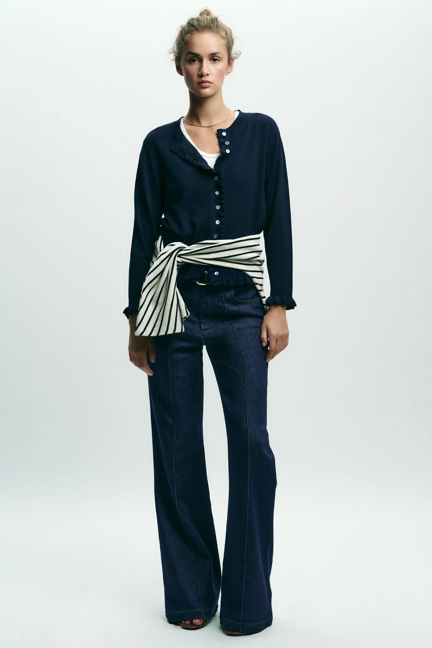 RUFFLE TRIM CARDIGAN KNITWEAR