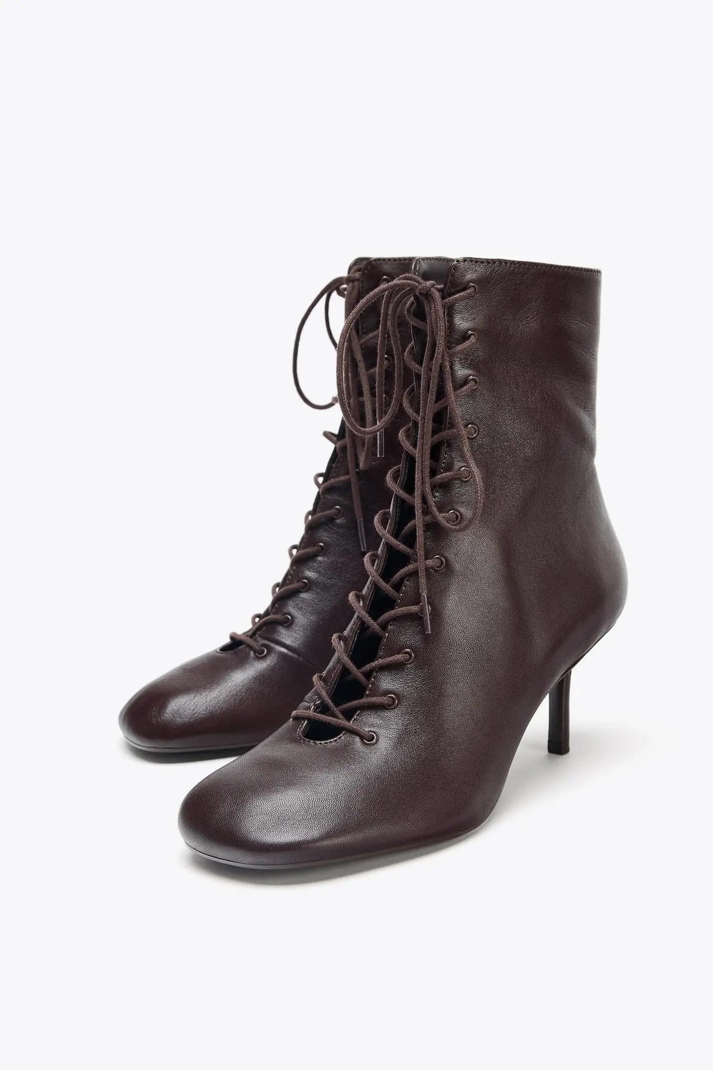 LEATHER KITTEN ANKLE BOOTS SHOES