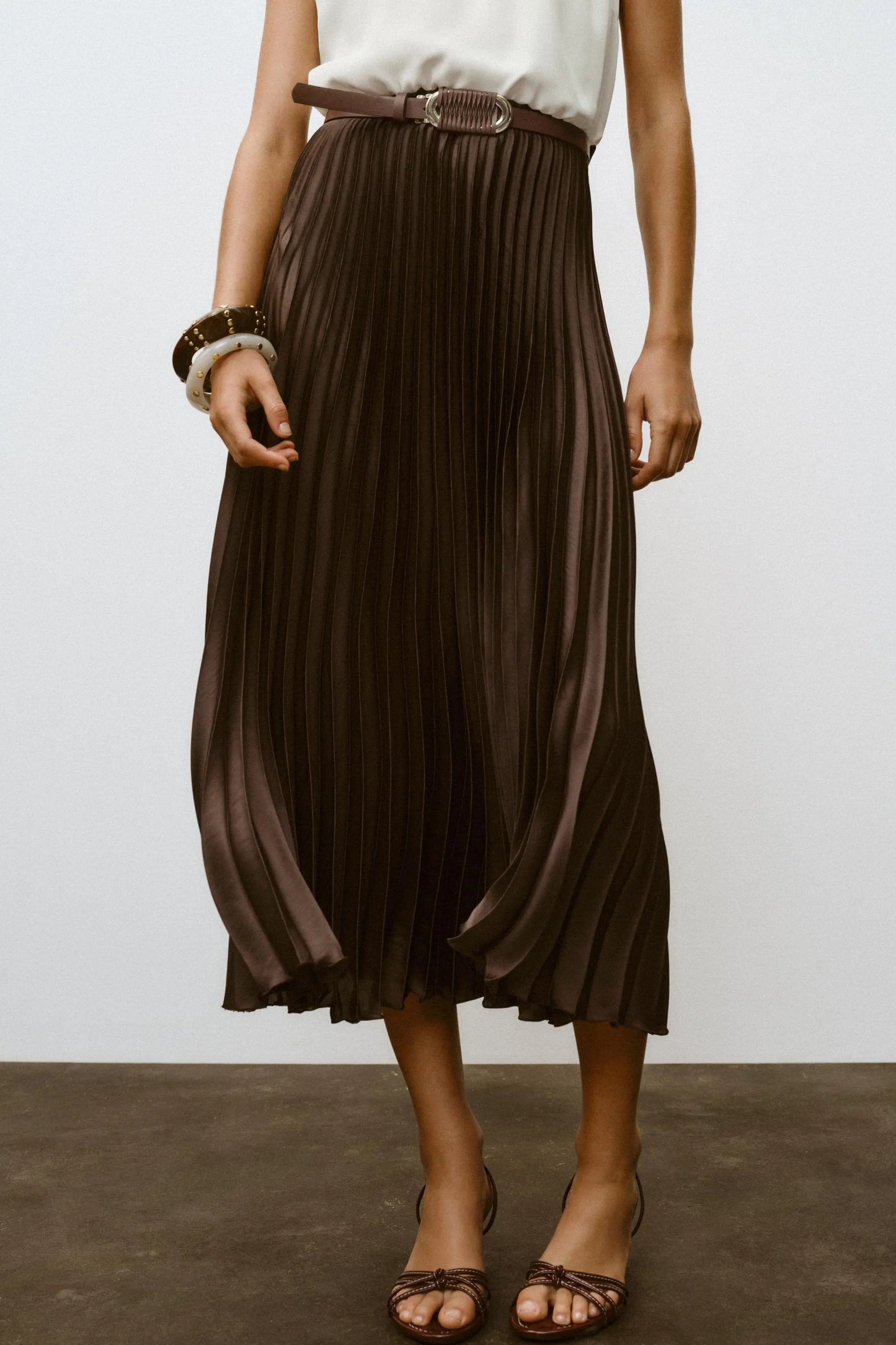 PLEATED COMBINED MIDI DRESS DRESSES