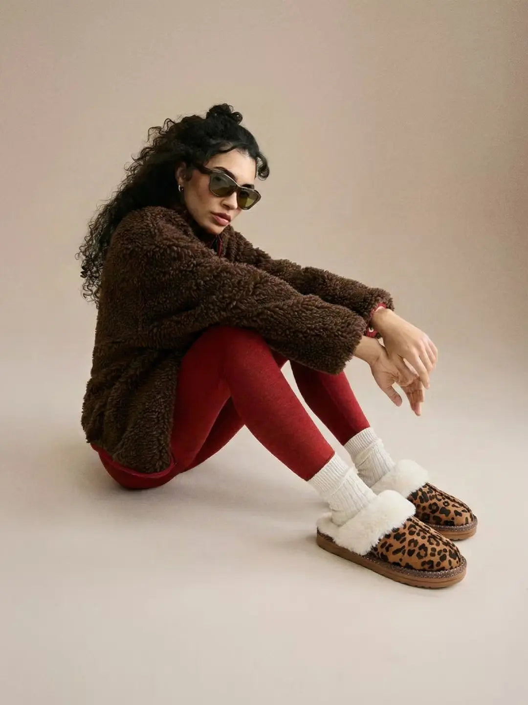 Leopard Faux-Fur Slippers Peashe