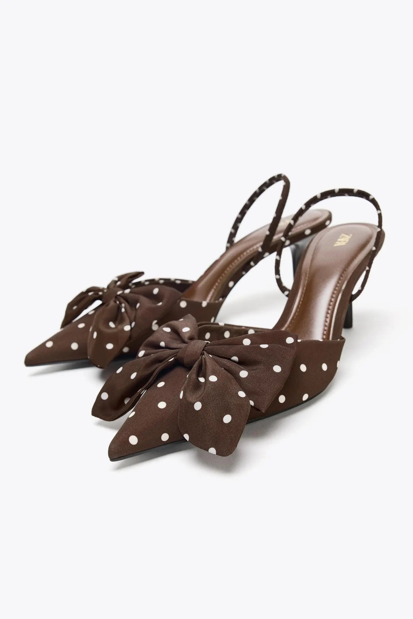 POLKA DOT PRINT HIGH-HEEL SHOES WITH BOW SHOES