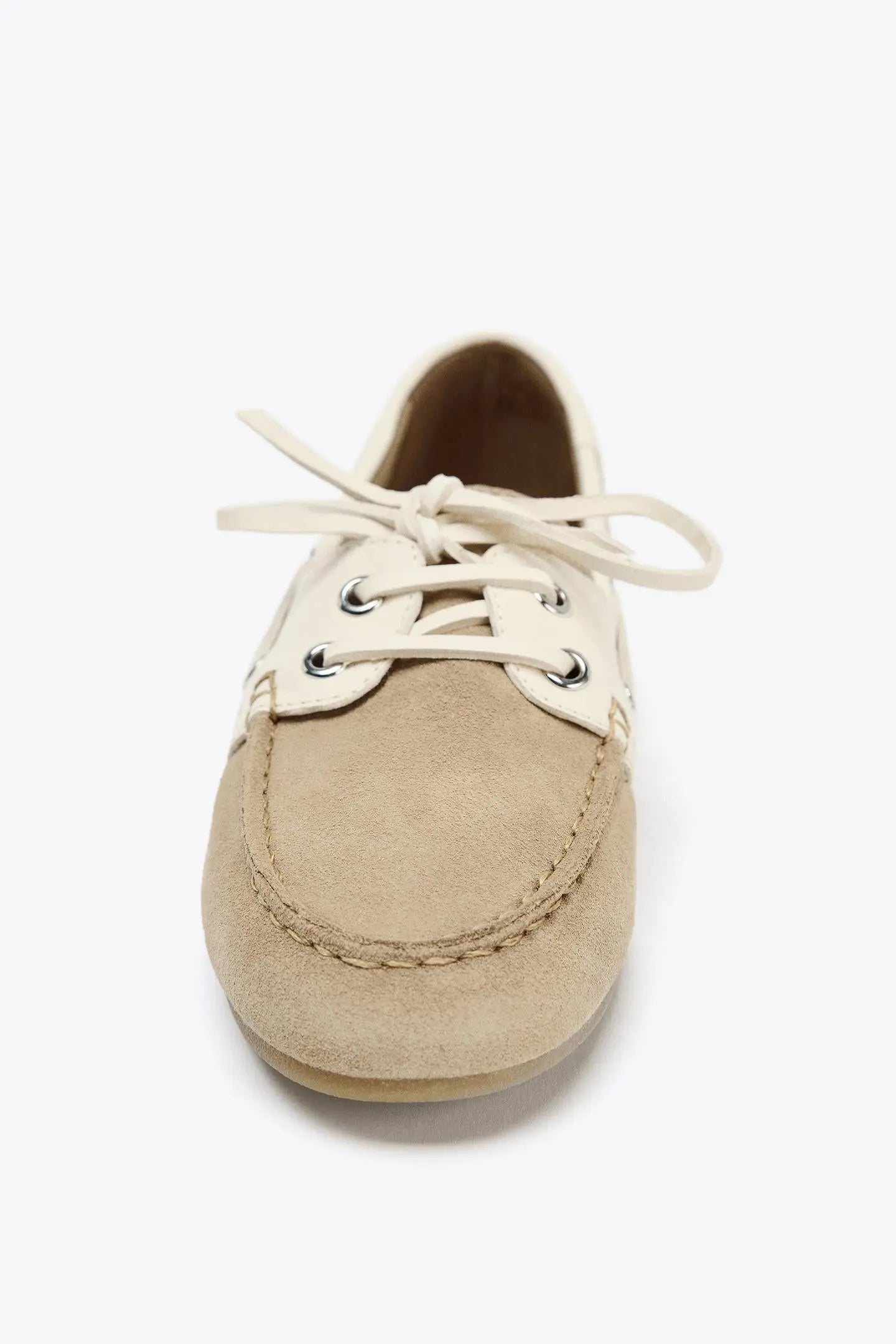CONTRAST SUEDE LACE-UP MOCCASINS SHOES