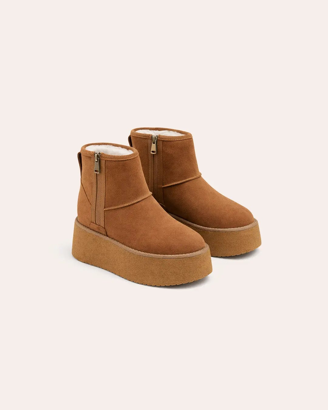Genuine Leather Wool-Lined Platform Snow Boots Peashe