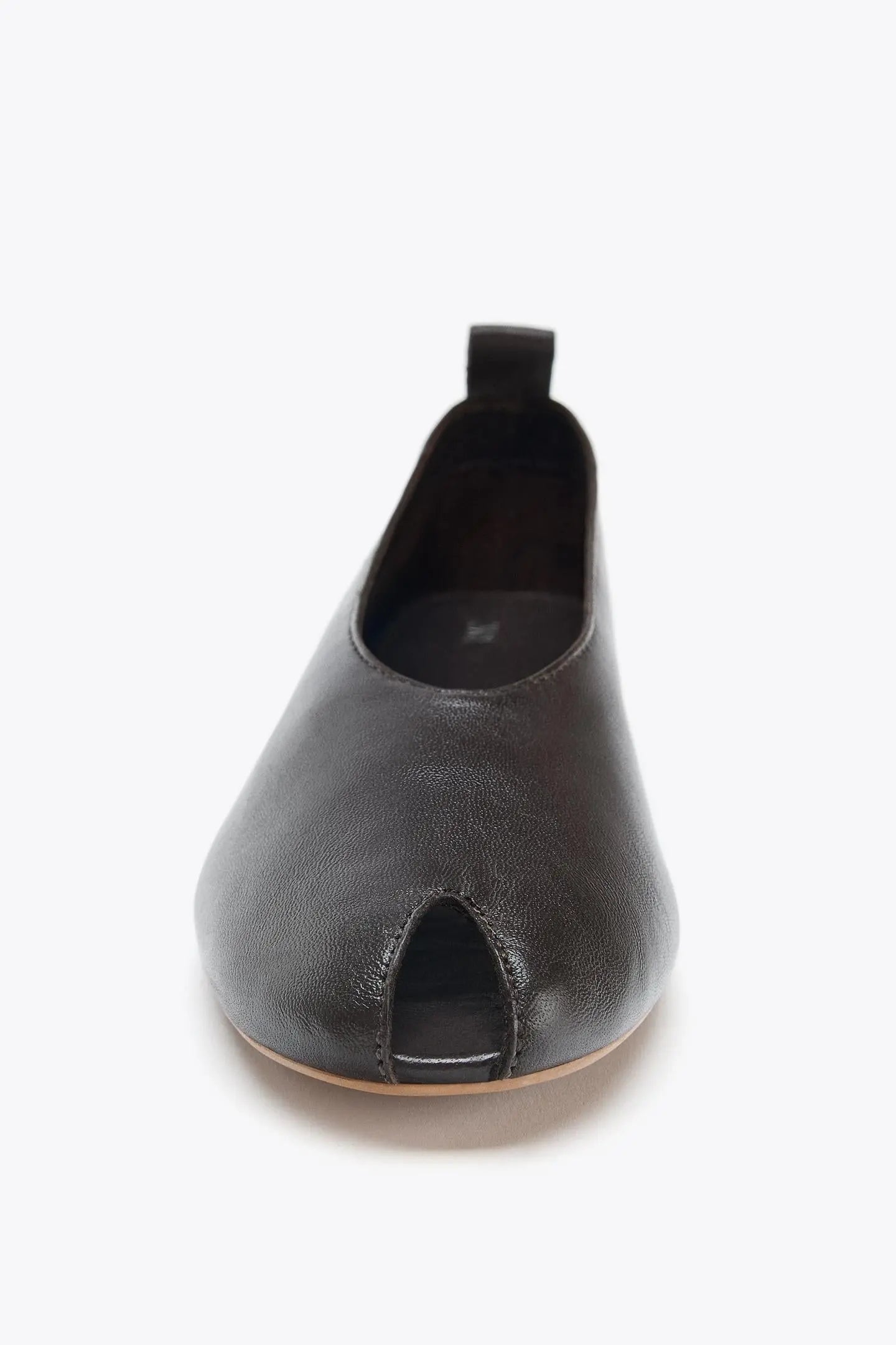 LEATHER BALLERINA WITH OPENING SHOES