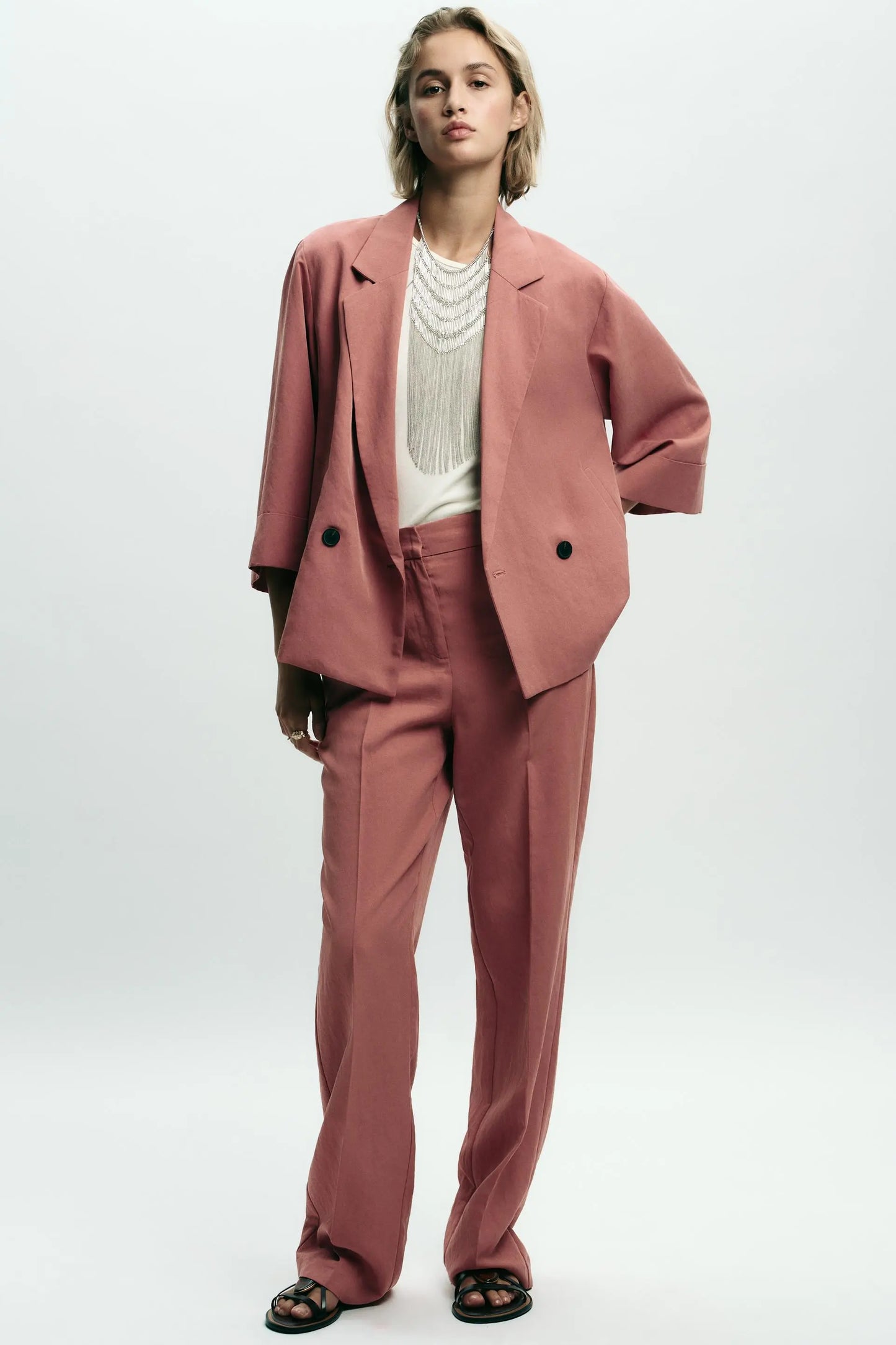 FRENCH SLEEVE DOUBLE-BREASTED BLAZER BLAZERS