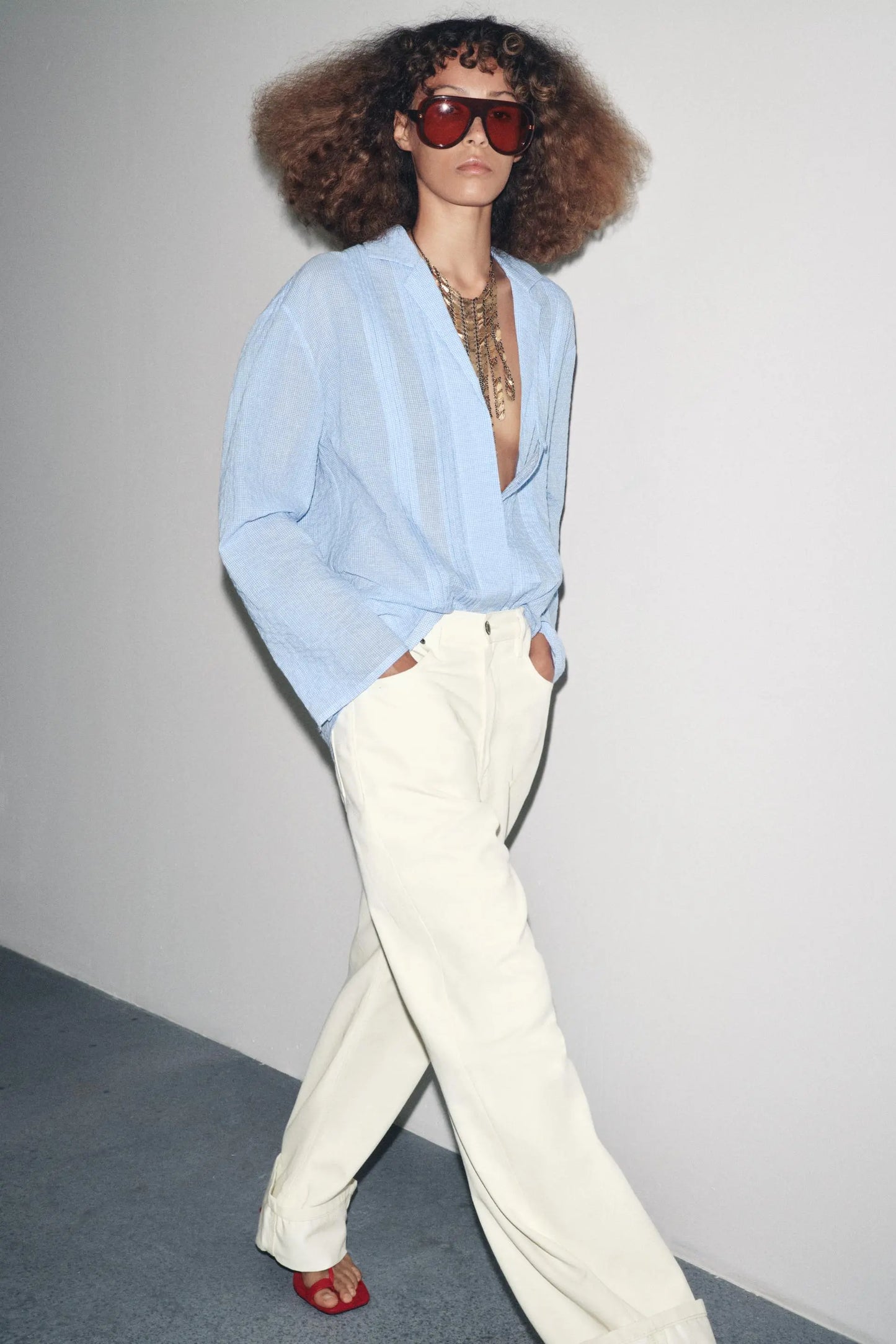 ZW COLLECTION TEXTURED OVERSIZE SHIRT SHIRTS