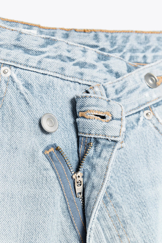 TRF WIDE-LEG HIGH-WAIST JEANS WITH WRAPAROUND WAIST JEANS