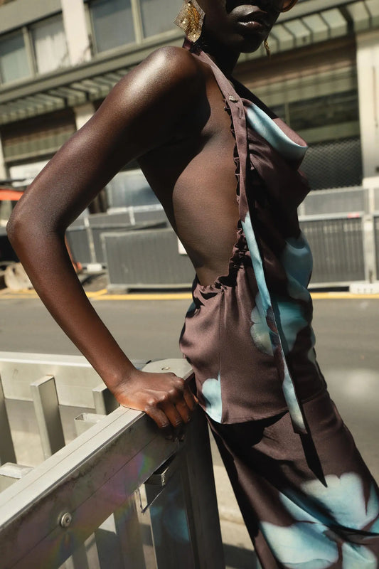 FLORAL PRINT SATIN TOP TOP|BODYSUITS