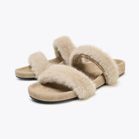 FLAT SANDALS WITH SHEEPSKIN EFFECT SHOES