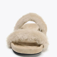 FLAT SANDALS WITH SHEEPSKIN EFFECT SHOES