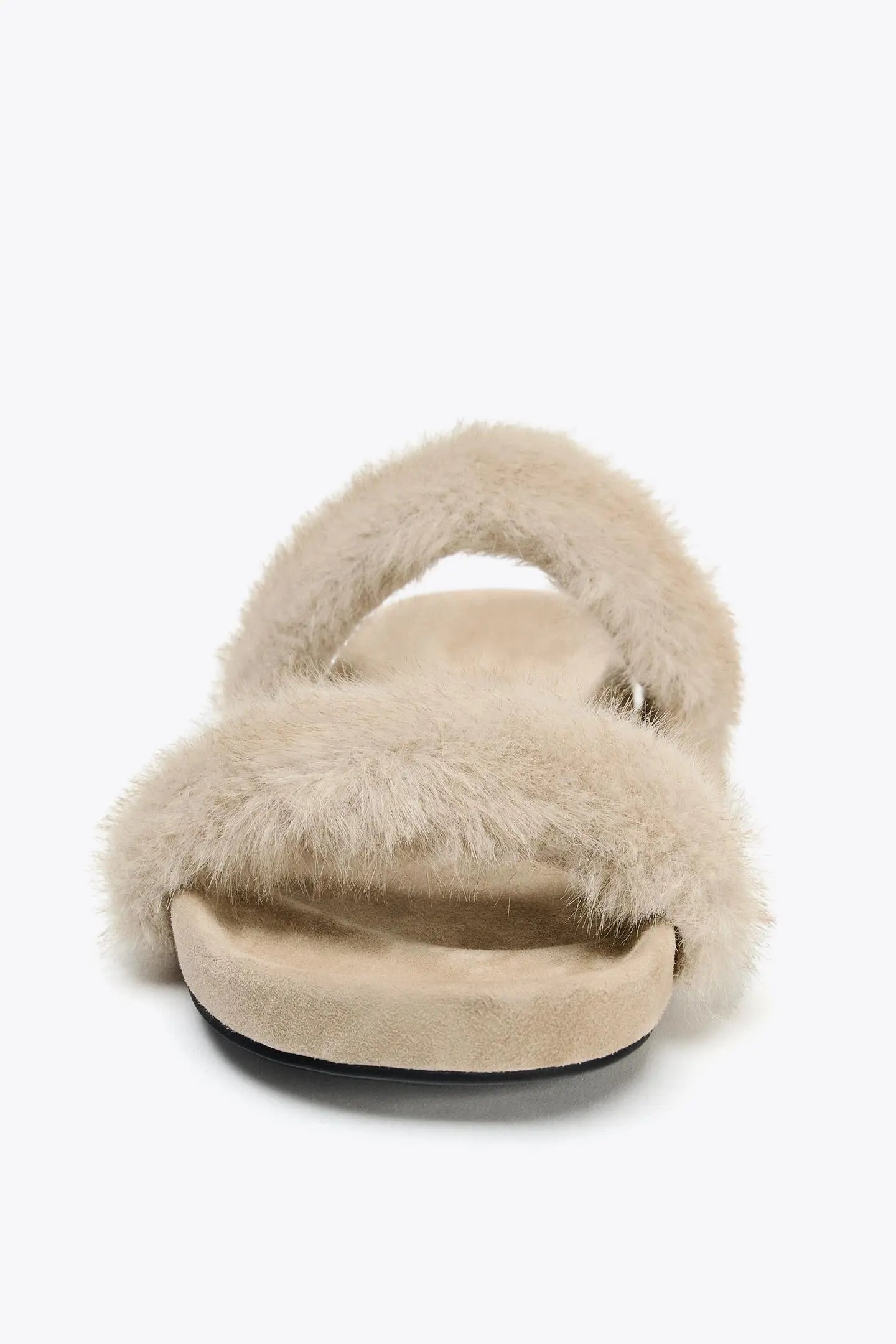 FLAT SANDALS WITH SHEEPSKIN EFFECT SHOES