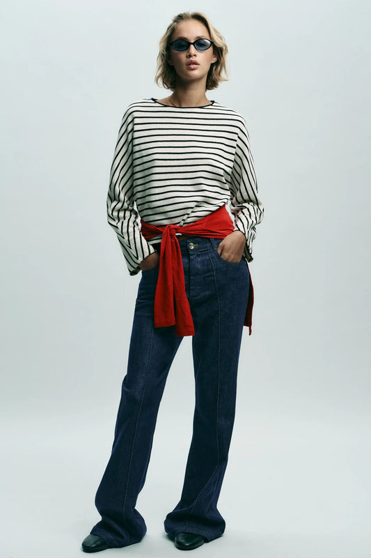 STRIPED BATWING SLEEVE TOP T-SHIRTS