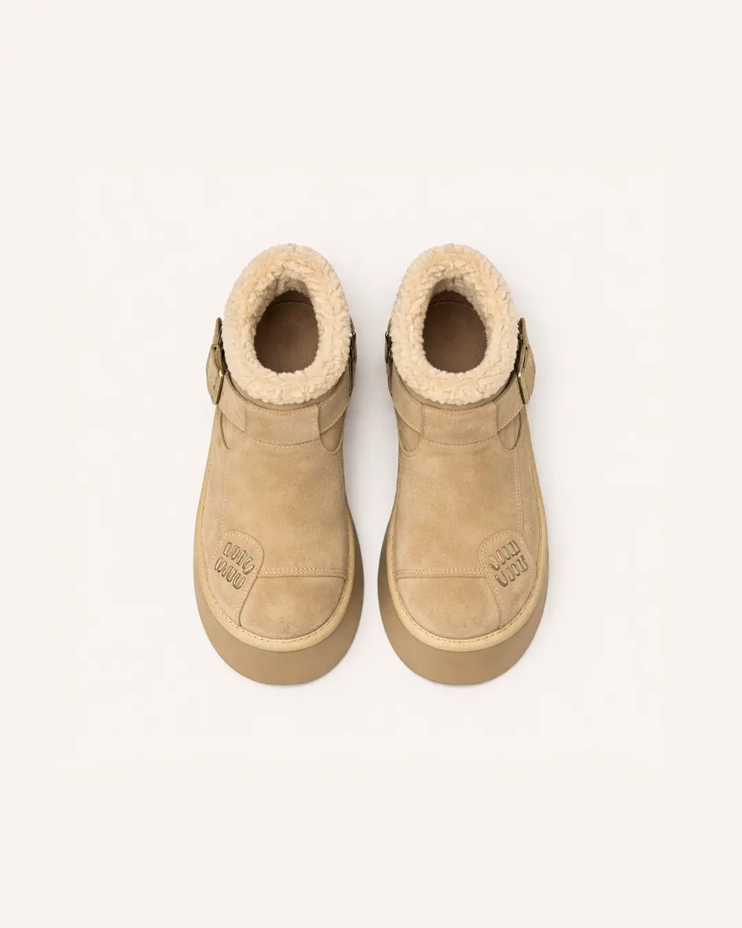 Suede Fur-Lined Platform Ankle Boots Peashe