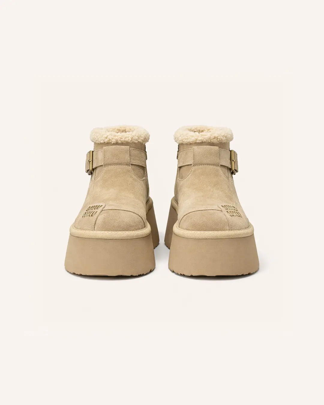 Suede Fur-Lined Platform Ankle Boots Peashe