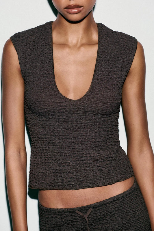 TEXTURED TOP TOP|BODYSUITS