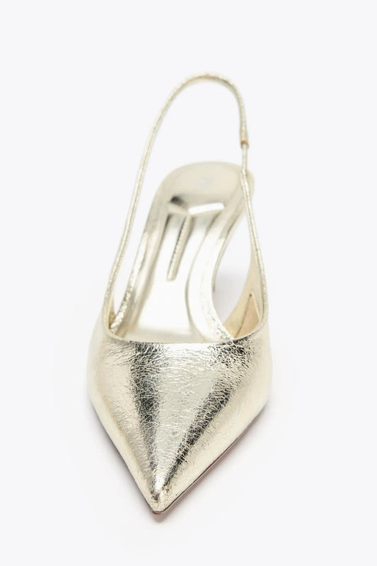 METALLIC-EFFECT SLINGBACK HEELS SHOES