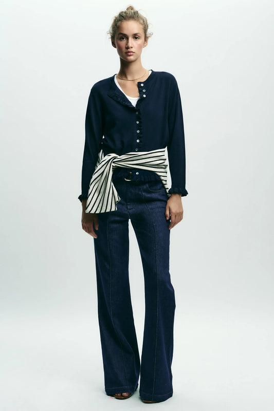 RUFFLE TRIM CARDIGAN KNITWEAR