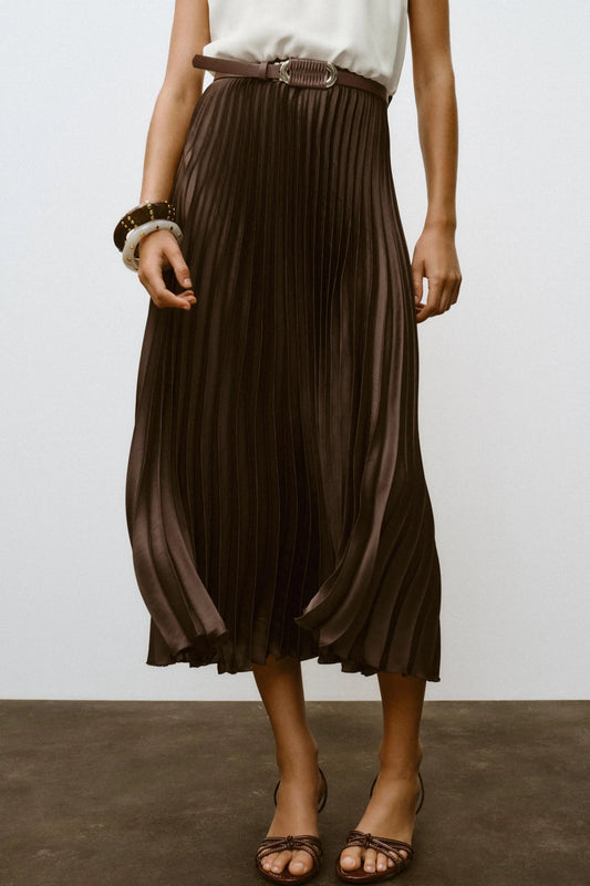 PLEATED COMBINED MIDI DRESS DRESSES