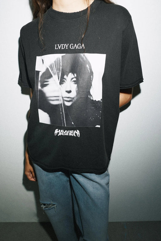 LADY GAGA FADED-EFFECT T-SHIRT T-SHIRTS