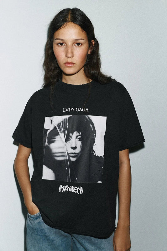 LADY GAGA FADED-EFFECT T-SHIRT T-SHIRTS