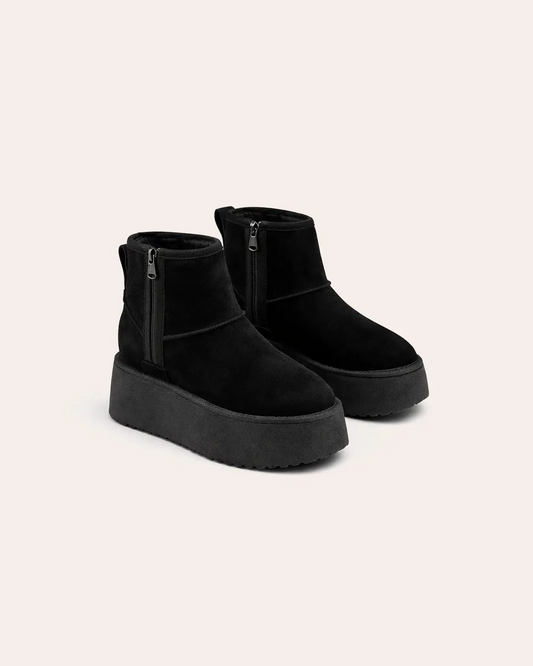 Genuine Leather Wool-Lined Platform Snow Boots Peashe