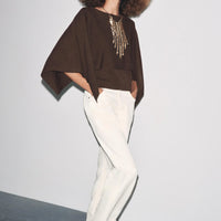 KNIT CAPE TOP TOP|BODYSUITS