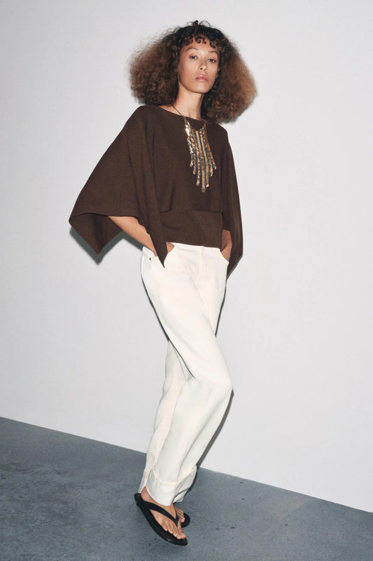 KNIT CAPE TOP TOP|BODYSUITS