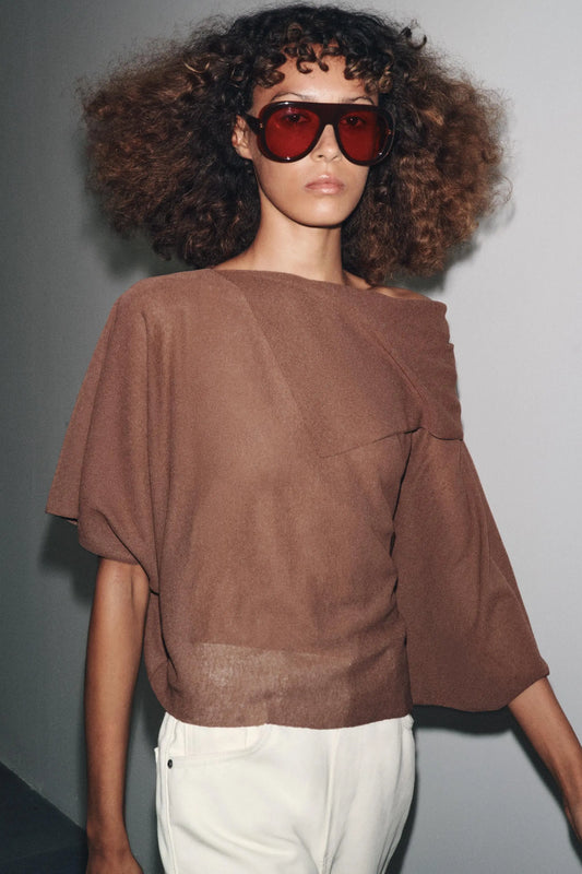 PLAIN KNIT LAYERED TOP TOP|BODYSUITS