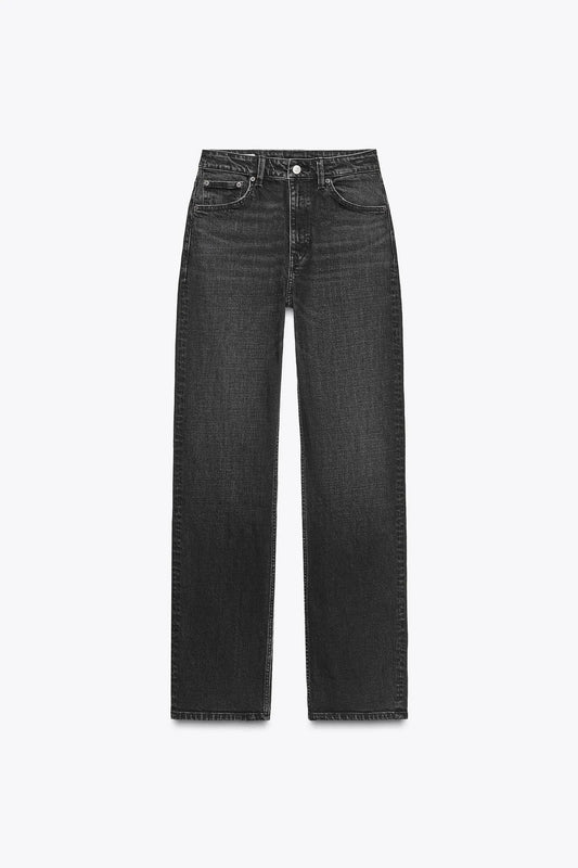 HIGH-WAIST STRAIGHT LEG JEANS JEANS