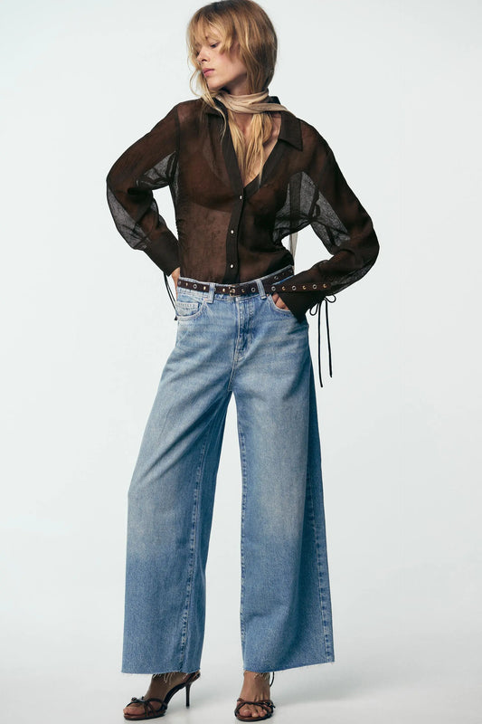 SEMI-SHEER SHIRT WITH TIES Auréline