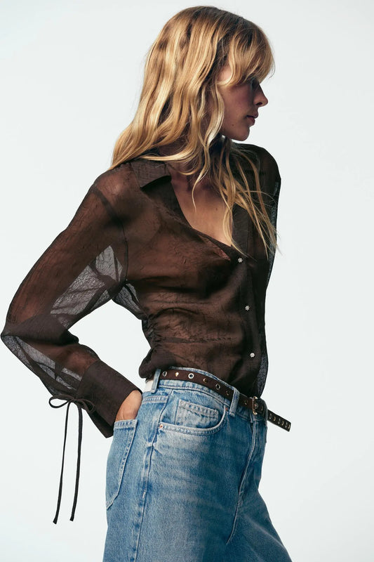 SEMI-SHEER SHIRT WITH TIES Auréline