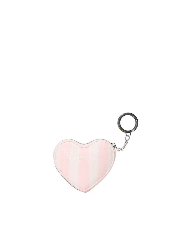 Heritage Stripe Pink Heart Pouch Keychain
