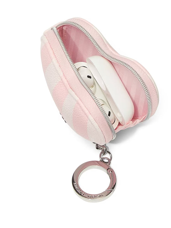 Heritage Stripe Pink Heart Pouch Keychain