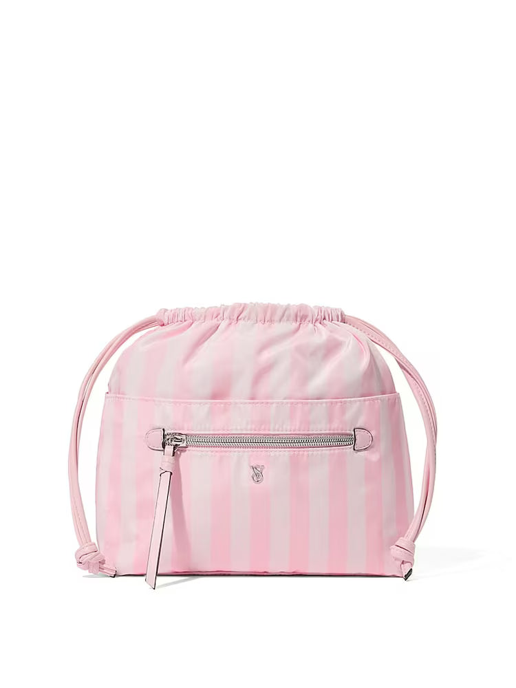 Iconic Stripe Pink Cinch Makeup Bag