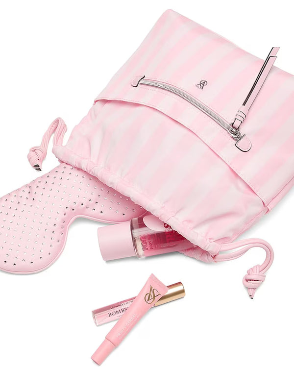 Iconic Stripe Pink Cinch Makeup Bag