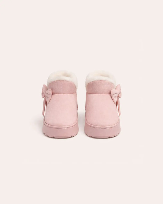 Plush Bow Slipper Boots Peashe