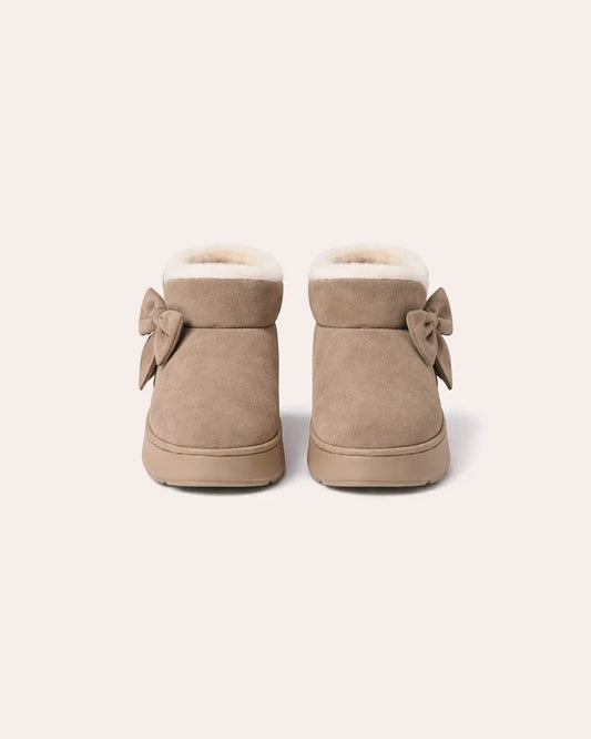 Plush Bow Slipper Boots Peashe