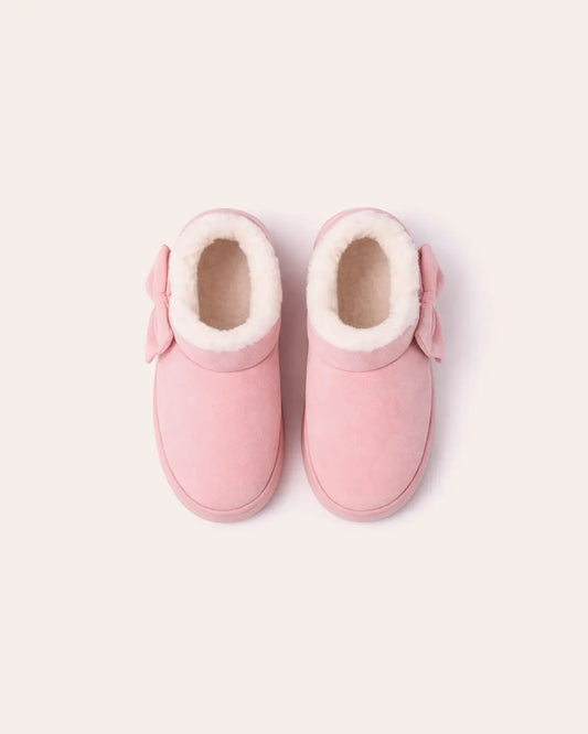 Plush Bow Slipper Boots Peashe