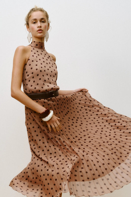 POLKA DOT MIDI DRESS WITH BELT DRESSES