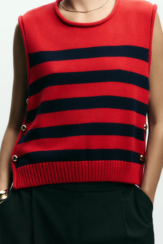 SIDE BUTTON KNIT WAISTCOAT TOP KNITWEAR