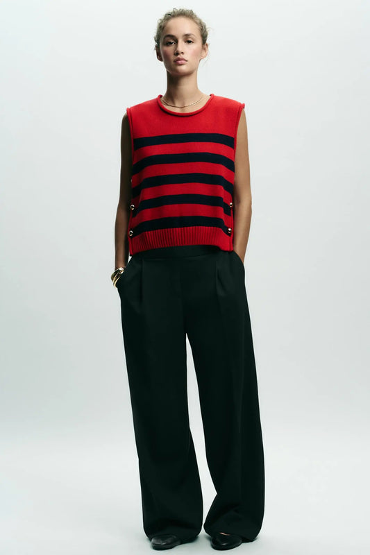 SIDE BUTTON KNIT WAISTCOAT TOP KNITWEAR