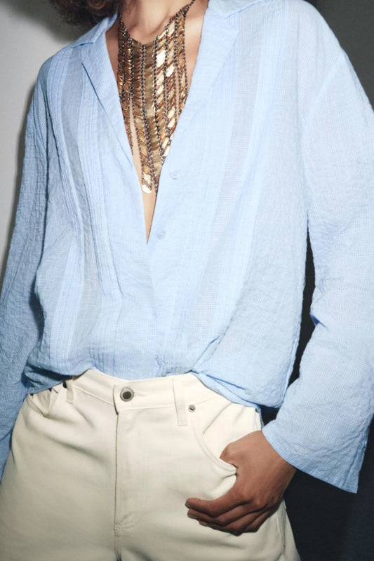 ZW COLLECTION TEXTURED OVERSIZE SHIRT SHIRTS